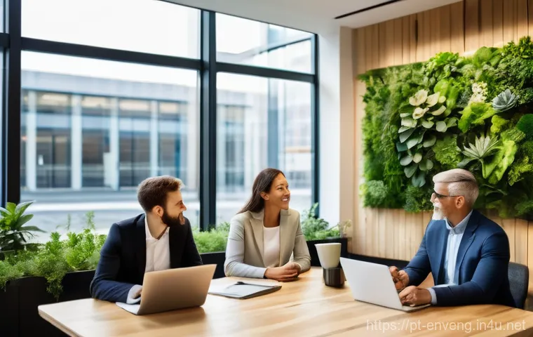 환경 리더십과 관리 기술 - Image Prompt 1: The Sustainable Business Visionaries**