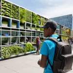 환경공학 기술의 상용화 - **Prompt:** A vibrant, futuristic city square bustling with diverse people of all ages (fully clothe...